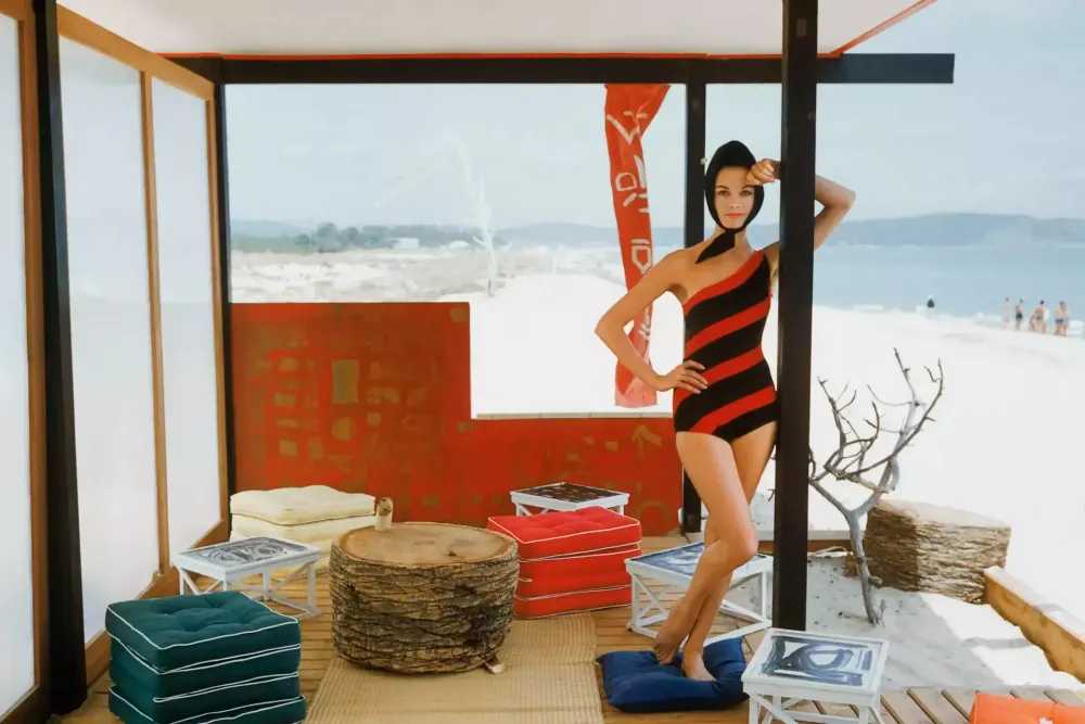 Mark Shaw, ‘One Shouldered Maillot in St. Tropez Beach Cabana (Medium)’, 1961, Print, Pigment print on Hahnemϋhle photo rag paper, null,