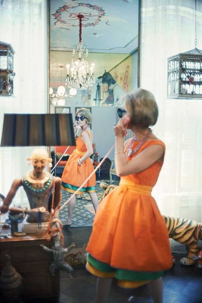 Mark Shaw, ‘Tiger Morse in Orange on Phone 11, New York’, 1962, Print, Pigment print on Hahnemϋhle photo rag paper, null,