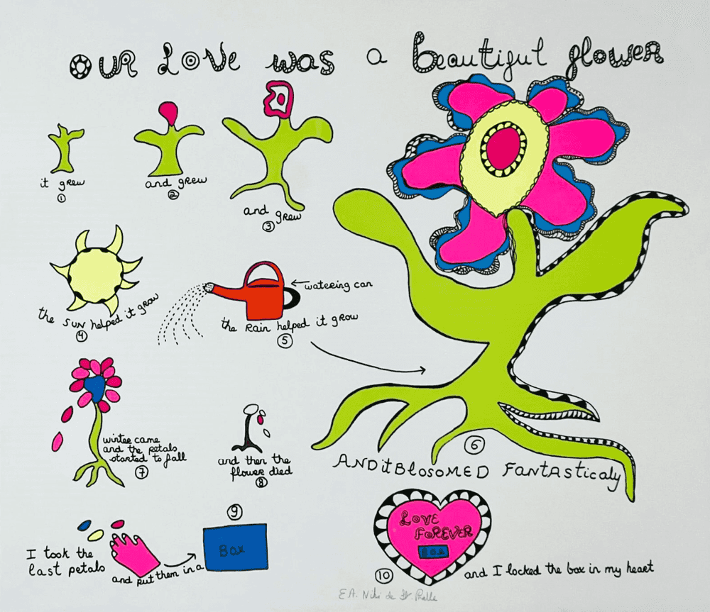 Niki de Saint Phalle, ‘Our Love was a Beautiful Flower ’, 1969, Print, Silksreen on paper, Niki de Saint Phalle, Numbered