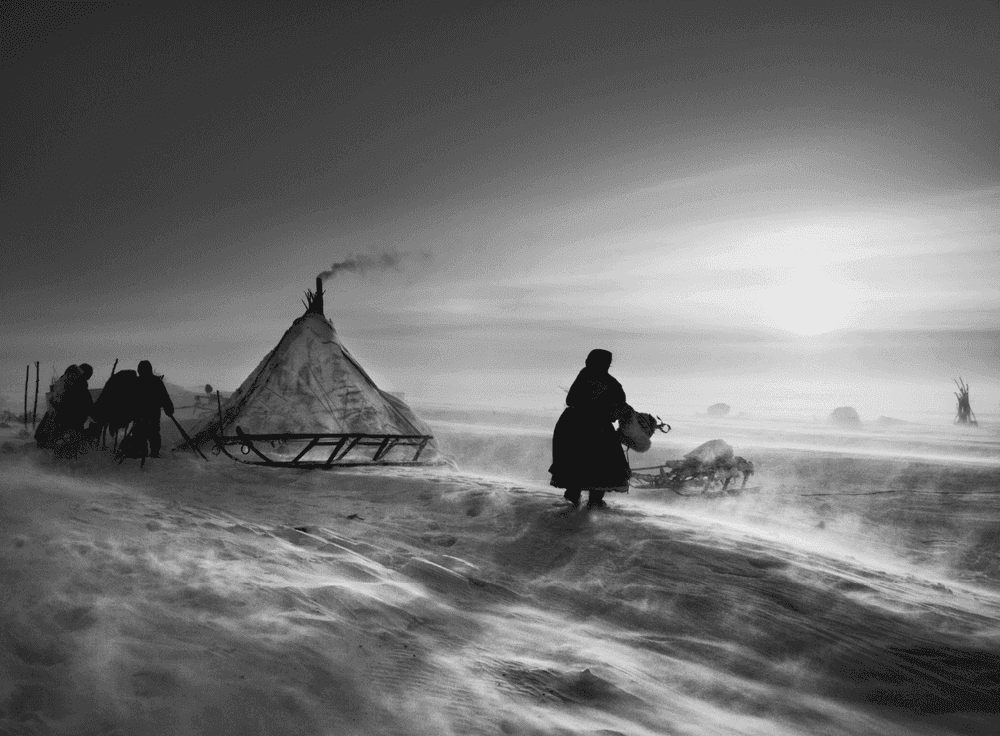 Sebastiao Salgado, ‘The Nenets and their Reindeer, Ob River, Arctic Circle’, 2004, Print, Platinium-palladium print on Arches Aquarelle paper., null,