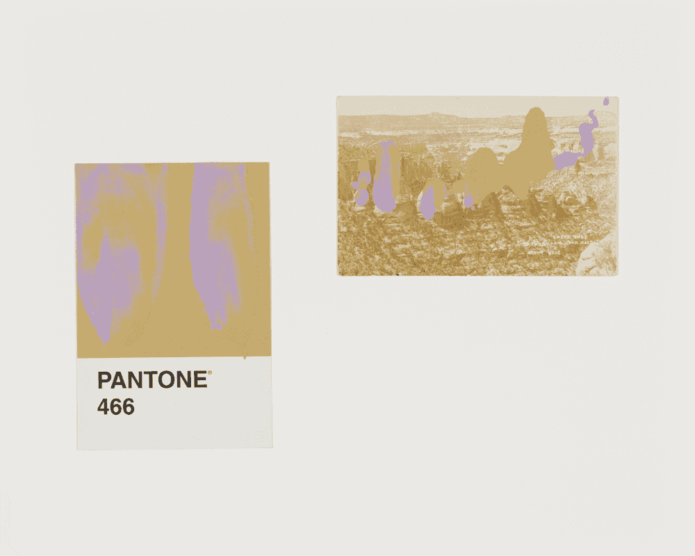 Tacita Dean, ‘Pantone Pair (466)’, 2019, Print, Found Pantone card paired with postcard from the artist's collection, monoprinted and framed to the artist's specifications, Gemini G.E.L.,