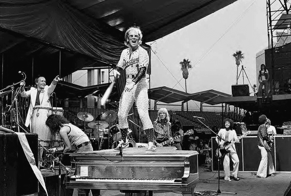 Terry O'Neill, ‘Elton John Rehearses at Dodger Stadium’, 1975, Print, Lifetime Edition Gelatin Silver Print, null, Numbered