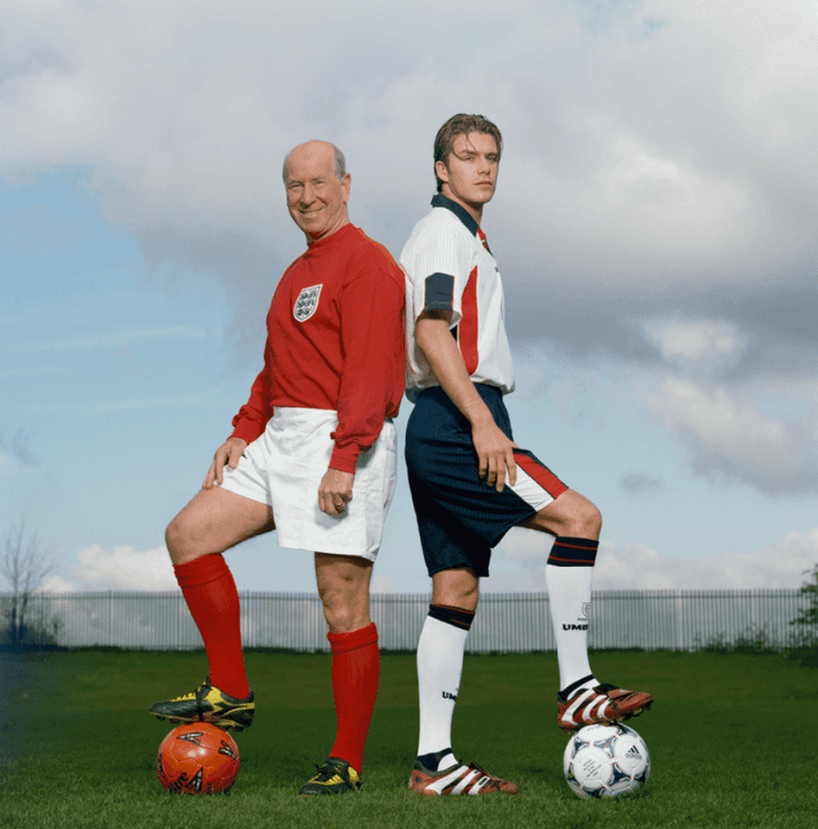 David Beckham and Bobby Charlton